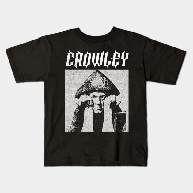 Aleister Crowley †† Occultist Vintage-Style Design Kids T-Shirt by unknown_pleasures